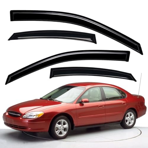 Lightronic WV94847 Pare-Pluie Déflecteur de Fenêtre Latérale Monté à l'Extérieur, Fumée Sombre, Ensemble de 4 Pcs, Compatible avec Ford Taurus Berline 1996-2007