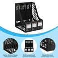 thumbnail image 3 of Unique Bargains Magazine File Holder, PS Plastic Vertical 3 Compartment Desktop Book Storage Rack Organizer, Black, 3 of 4