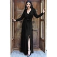 thumbnail image 3 of KOH KOH Long Sleeve V-Neck Bridesmaid Wedding Guest Party Winter Fall Formal Evening Tall Sexy Slit Full Floor Length Gown Maxi Dress For Women Black XXX-Large US 22-24 NT176, 3 of 7