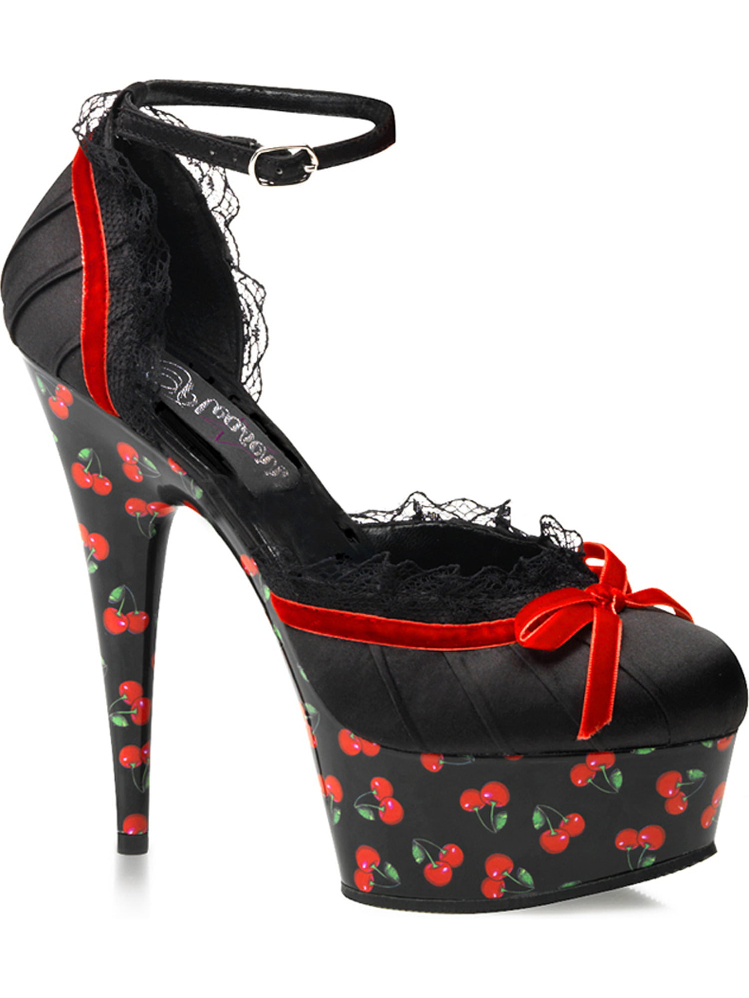 Summitfashions 6 Inch High Heel Sexy Platform Shoes Rockabilly Cherry 