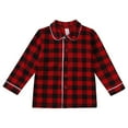 thumbnail image 3 of Odeerbi Kids Boys Christmas Pajamas Plaid Cotton Sleepwear Fall Winter Christmas Lattice Long Sleeve 2 Piece Loungewear PJs Set Sleeping Clothes Watermelon Red, 3 of 8