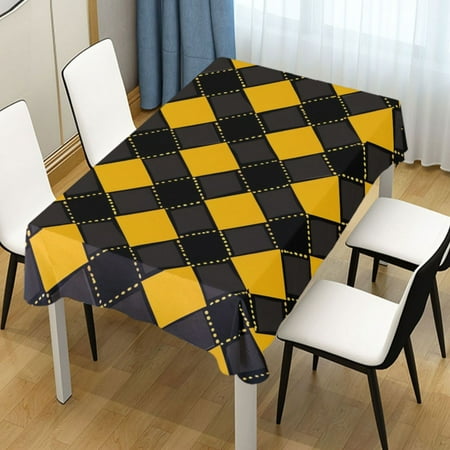 

ALAZA Art Yellow Checkered Grid Pattern Rectangle Tablecloth Tablecover Dinning Table Cloth 60 x120