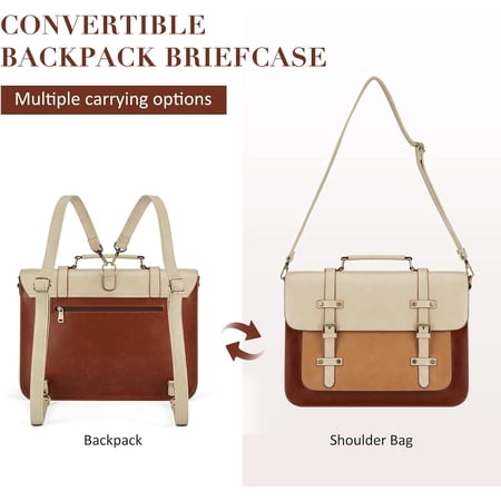 Convertible Laptop Bag for Women Vegan Leather Messenger Briefcase Backpack 15.6 inch Satchel Bag