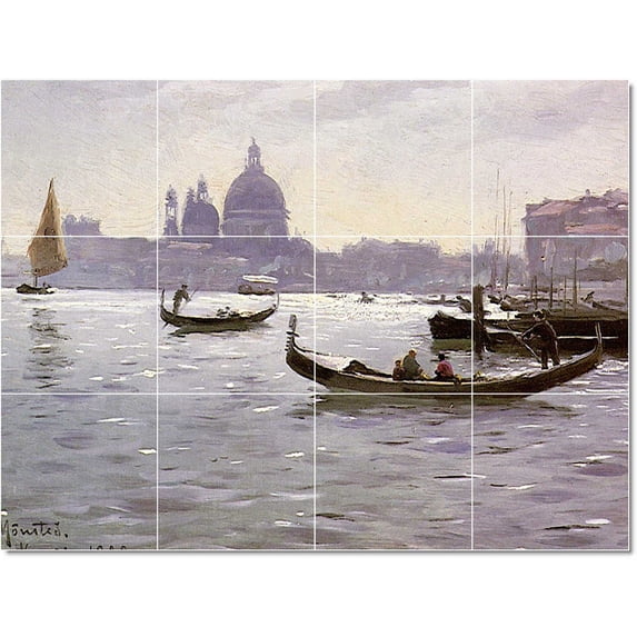 Ceramic Tile Mural-Peder Mork Monsted Ship Boat Painting 161. 48" w x 36" h using (12) 12 x 12 ceramic tiles