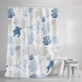 thumbnail image 3 of Shower Curtains for Bathroom, Navy Blue Coastal Waterproof Fabric Shower Curtain, Nautical Summer Beach Coral Sea Turtle Decorative Bathroom Curtain for Bathtub, 66"x72", No Hooks Included, 3 of 9