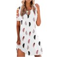thumbnail image 1 of Vestido casual de mujer con hombros descubiertos y mangas cortas con estampado de espalda para adelgazar Fridja  bnh1214, 1 of 5