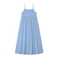 thumbnail image 3 of oqasdz Girls Dresses Kids Backless Casual Spaghetti Strap Beach Maxi Loose Flowy Sundress Solid Color Party Wedding Dress, 3 of 6