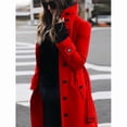 thumbnail image 3 of Autumn Winter Woolen Coat Women's Slim Fit Cardigan Large Coat Women Long Sleeve Single Breasted Stand Collar Woolen Coat, 3 of 4