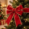 thumbnail image 5 of 1 Roll Christmas Velvet Ribbon, 6cm Wide x 2 Meter Soft Plush Velvet Ribbon with Gold Edge for Christmas Gift Wrapping Wreath Tree Hair Bow DIY Decor, Clearance Crimson Red, 5 of 7