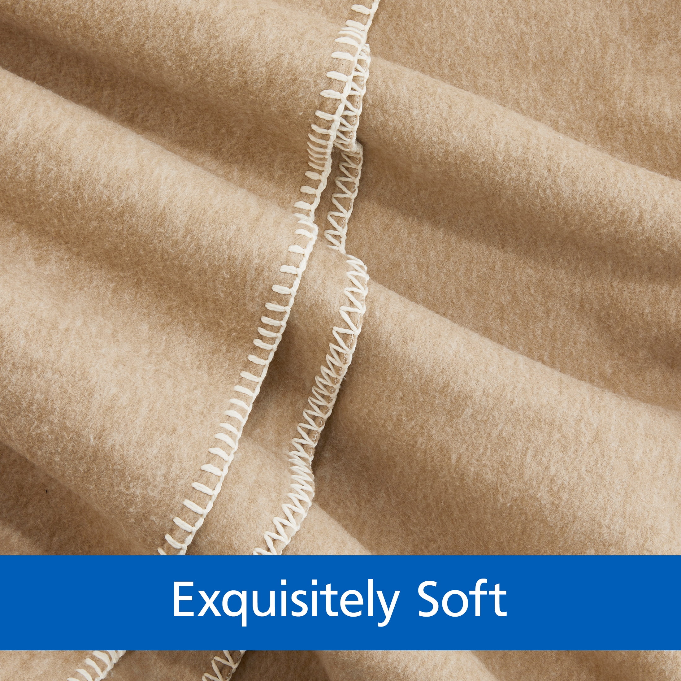 Mainstays Super Soft Tan Fleece Bed Blanket, King Size