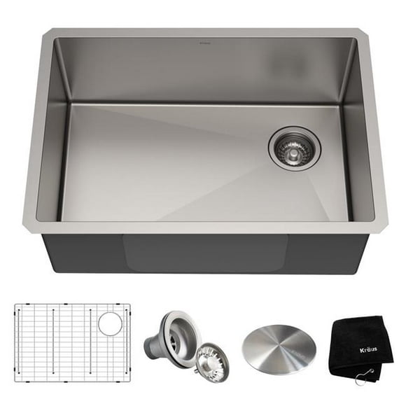 Kraus KHU110-27 27 in. Standart Pro 16 Gauge Undermount Single Bowl Stainless Steel Kitchen Sink