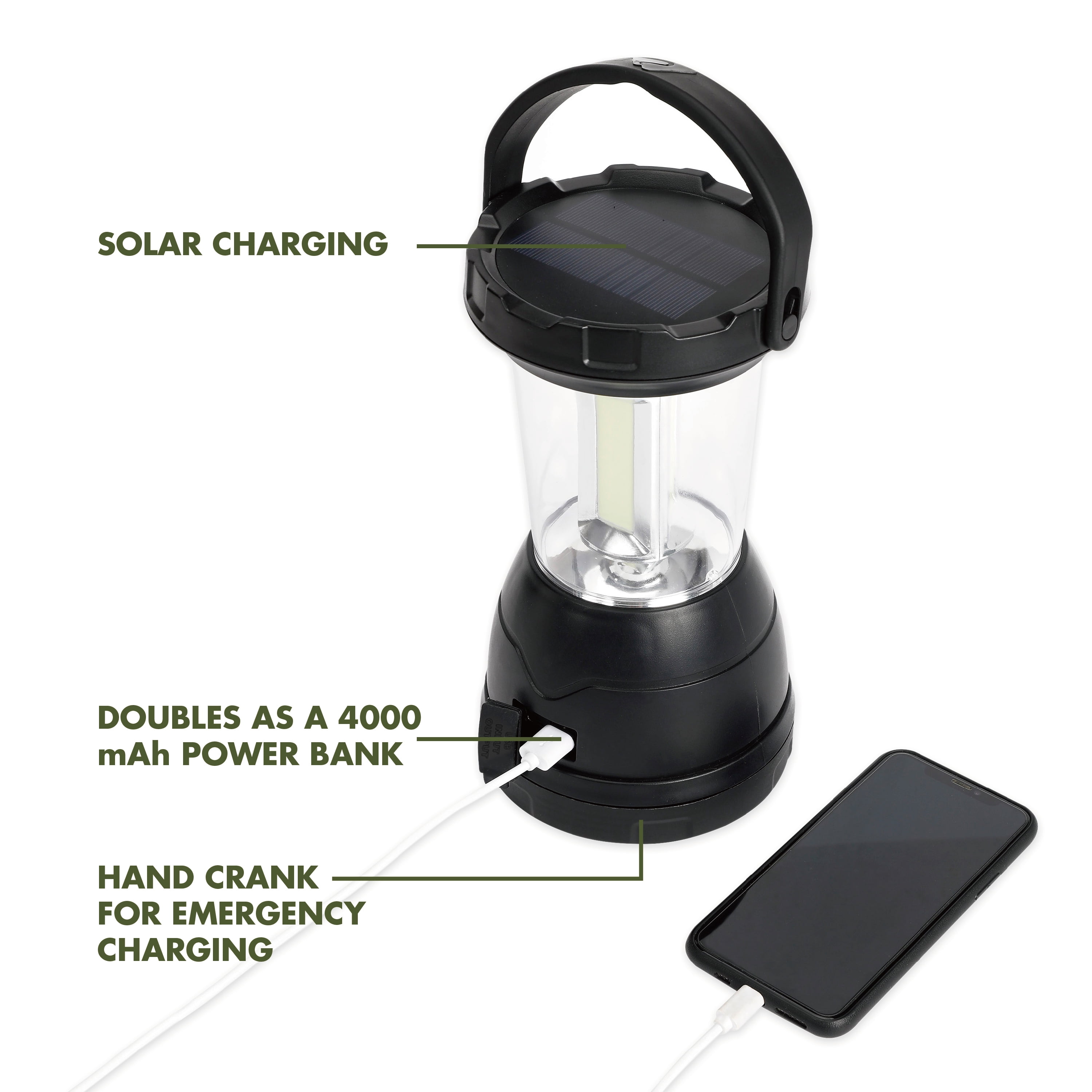 Ozark Trail 1500 Lumen 3-Way Rechargeable Solar Camping Lantern with Power Bank