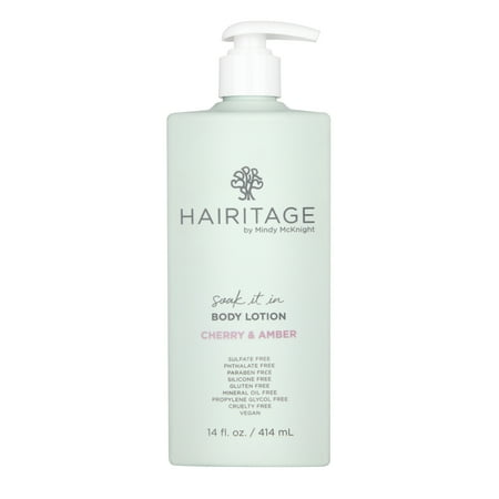 Hairitage Soak it in Cherry & Amber Scented Body Lotion, All Skin Types, Unisex, 14 fl. oz.
