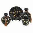 thumbnail image 2 of Set de jarrones y plato decorativo negro dorado XL, 2 of 4