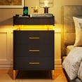 thumbnail image 4 of Afuhokles LED Nightstand with Charging Station and 3 Drawers, Night Stand with Pull-Out Tray, Modern Bedside Table, White, 4 of 8