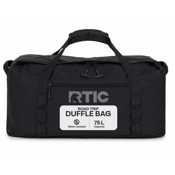 RTIC Road Trip Duffle Bag for Men and Women, Traveling Tote for Camp, Travel, Gym, Weekender, Camping, Overnight, Carry On, Sports, Spacious, Water Resistant, Large, Black
