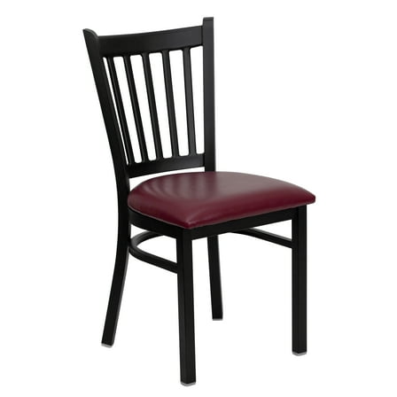 Flash Furniture HERCULES Series Black Vertical Back Metal Restaurant Chair - Burgundy Vinyl Seat
