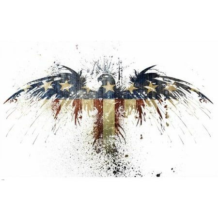 Patriotic Strips - Stars & Stripes American Eagle Poster 24X36 Unique Patriotic Painted Design