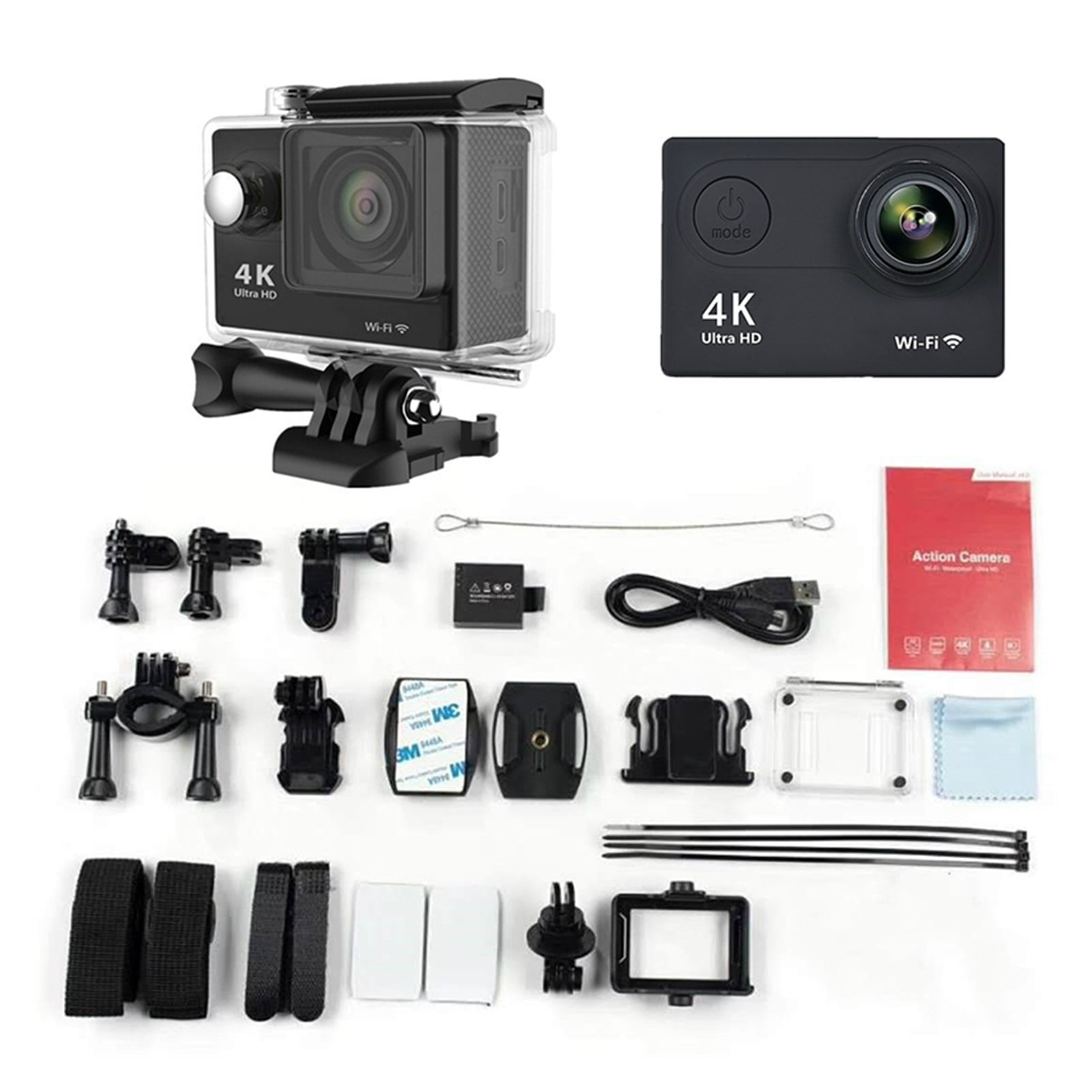 Ultra HD 4K Action Camera WiFi 12MP 2 Inch 30M Go Waterproof Pro 170D Helmet Bicycle Video Recording Camera Outdoor Sport Cam ,Wide USe