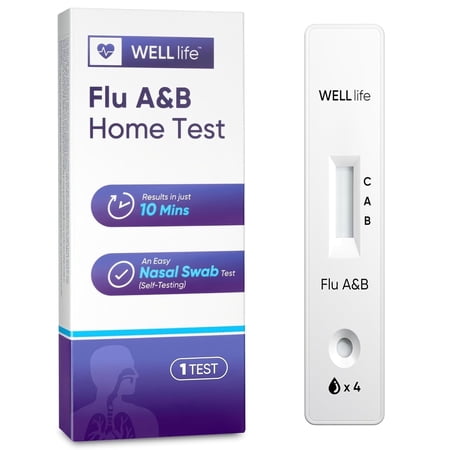 WELLlife Flu A&B Home Test, Flu Test 1 Test the First FDA Authorized Influenza Rapid Test Kit for Home Use Result in 10 Minutes