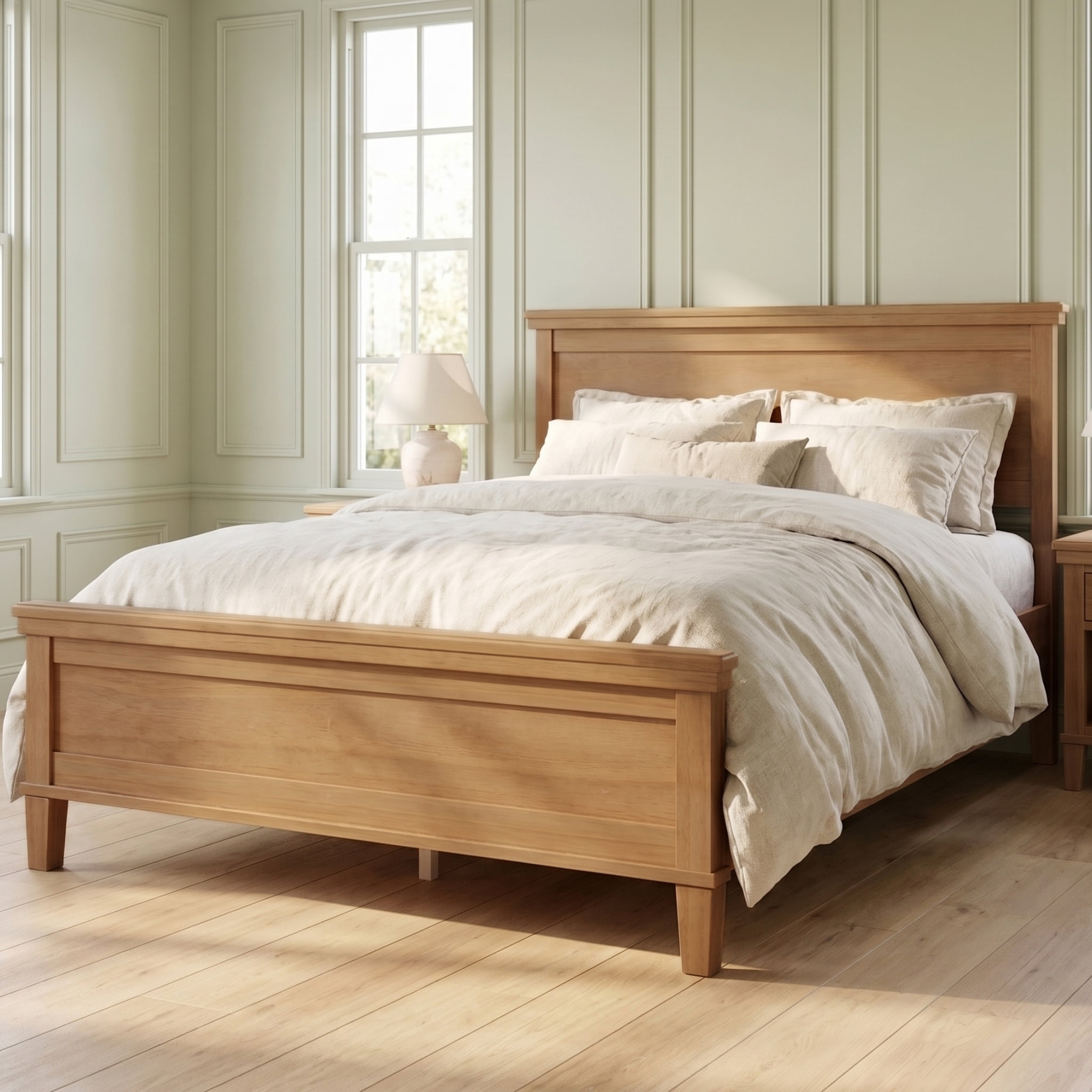 Euroco Wooden Full Size Mid-Century Platform Bed, Seadrift