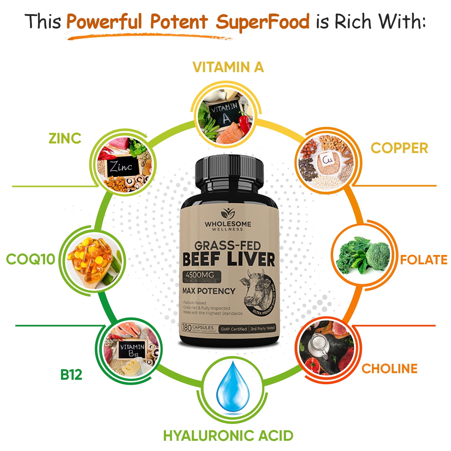 Beef Liver Capsules (180 Pills, 750mg Each)