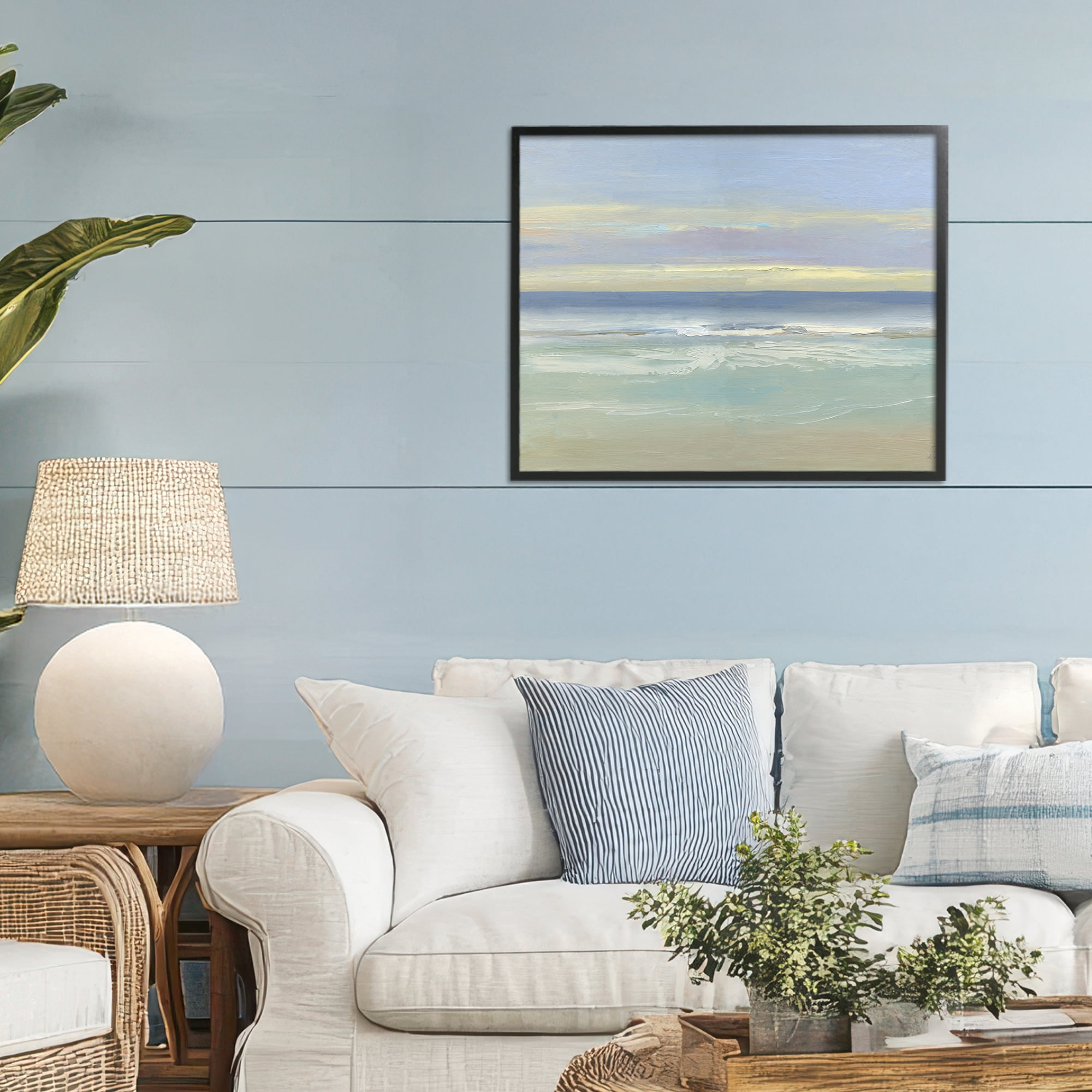 Stupell Industries Tranquil Coastal Morning Waves Black Framed Giclee Art, design by Sally Swatland