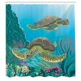 thumbnail image 2 of Ambesonne Ocean Shower Curtain, Sealife Turtles Aquatic, 69"Wx84"L, Multicolor, 2 of 4