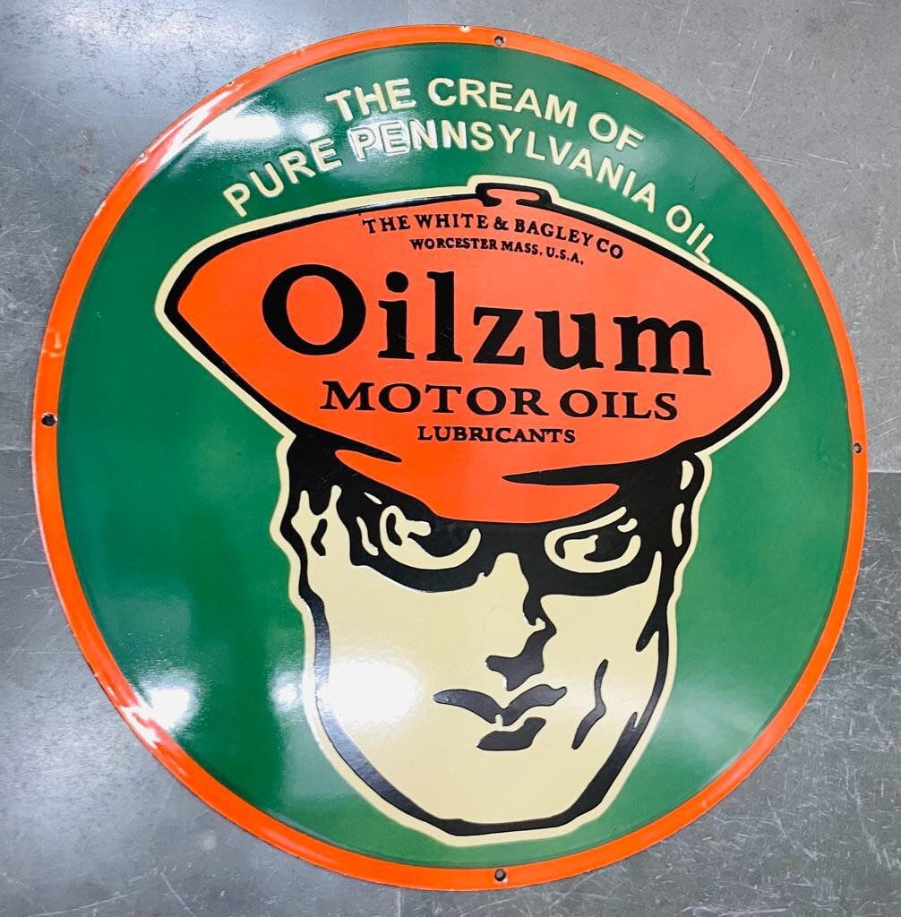 シ*ン様 40s USAビンテージ 琺瑯看板Oilzum モーターオイル広告プレ シ*ン様 40s USAビンテージ 琺瑯看板Oilzum モーターオイル広告プレ シ*ン