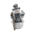 thumbnail image 3 of Decoración navideña de muñeco de nieve, estatua de mesa navideña, muñeca coleccionable, linda resina con búho, 3 of 9