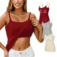 thumbnail image 2 of WTOBBY 3-Piece Women's Removable Pad Camisole Set, Sexy Oversized Underwear with Chest Support, Comfort Fit Plus Size Stretchy Layering Tanks,Khaki L, 2 of 5