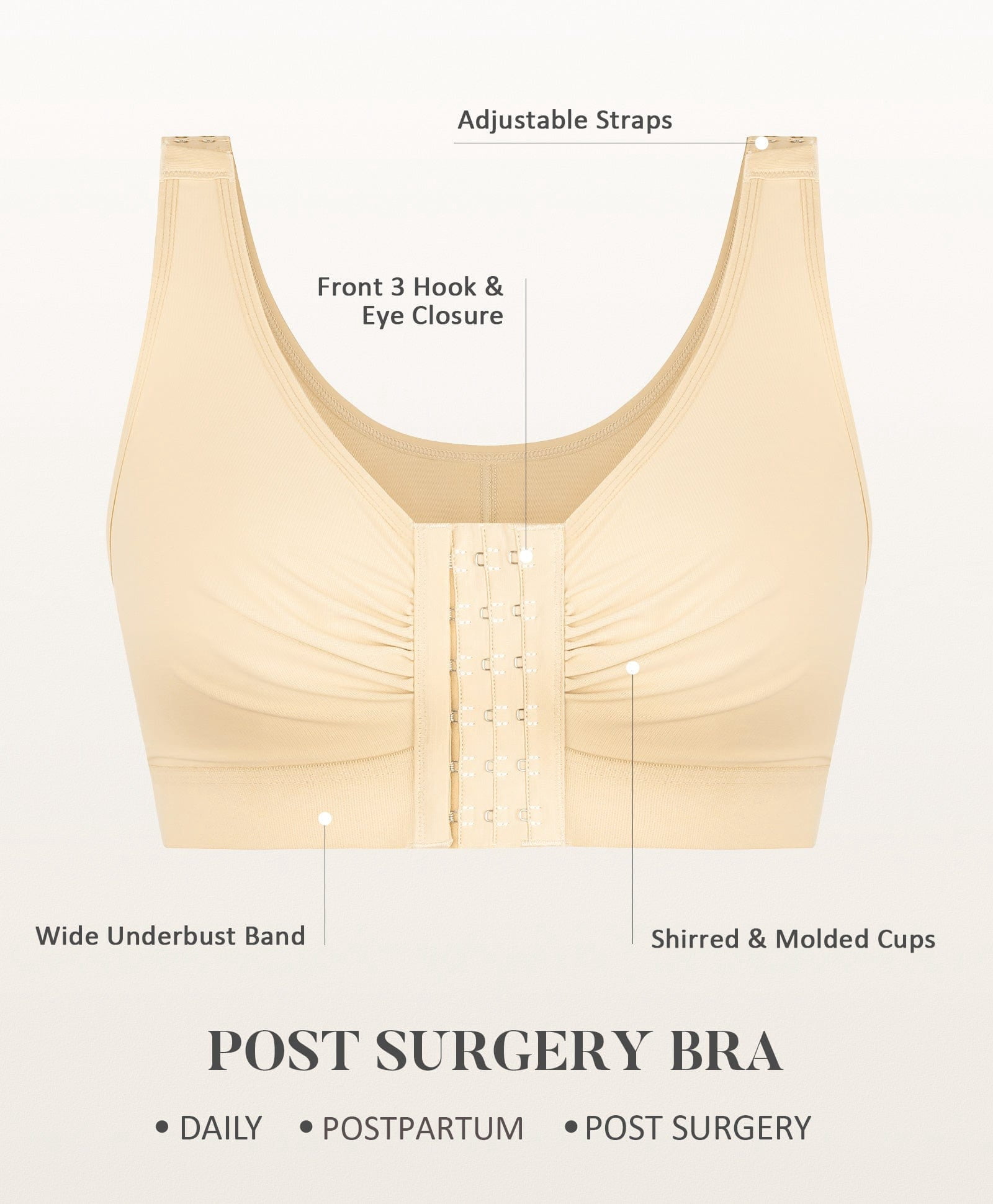 FeelinGirl Post Surgery Compression Bra with Front Closure