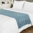thumbnail image 4 of PAVILIA Dusty Blue Knit Throw Blanket for Couch Bed, Soft Knitted Farmhouse Sofa Throw for Living Room, Lightweight Decorative Summer Throw Blanket for Chair, Outdoor Textured Boho Blanket, 50x60, 4 of 9