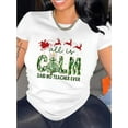 thumbnail image 1 of Camisetas de manga corta para mujer, cuello redondo, estampado floral, ajuste holgado, para verano, otoño 2025Creative Christmas-Themed Sleigh Pattern Print Women'S Trendy Round Neck Short Sleeve, S, 1 of 7