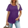 thumbnail image 5 of NANAIQ Women's Tops Comfort Color Short Sleeve Tops for Women Leisure Spring Tops for Women Classic Women's Tops, Tees & Blouses Purple XXL, 5 of 8