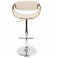 thumbnail image 3 of LumiSource Chrome, Walnut Wood, Light Grey Fabric Curvo Barstool - Set of 2, 3 of 9