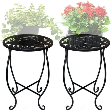 DENVDENCY 15   Tall Plant Stand for Flower Pot  8-inch Round Metal Plant Stand Indoor  Decorative Black Flower Pot Stand Plant Table