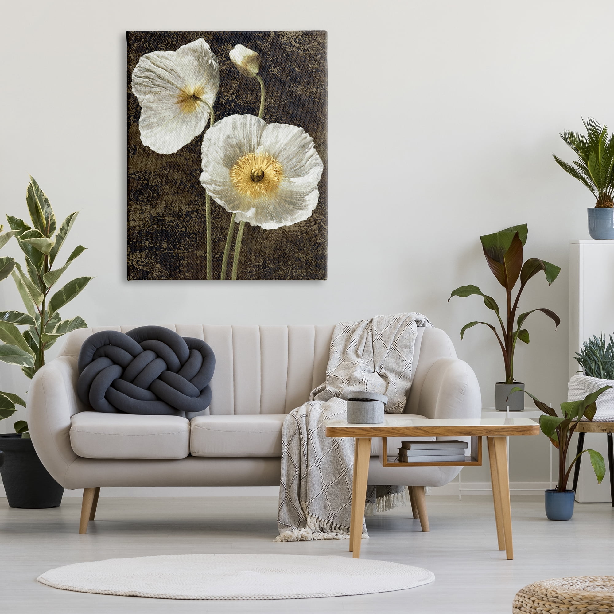 Stupell Industries Budding White Poppies Botanical & Floral Painting Gallery Wrapped Canvas Art Print Wall Art, 36 x 48
