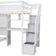 thumbnail image 4 of Harper & Bright Designs Wood Twin Size Bunk Bed with Desk and Staircase, L-Shaped Twin Over Twin Loft Bed with Storage Compartments and Shelves, White, 4 of 16