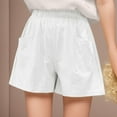 thumbnail image 3 of Women's Pants Petite Dressy Wide Shorts Waist Loose Thin Leg High Trousers, 3 of 5