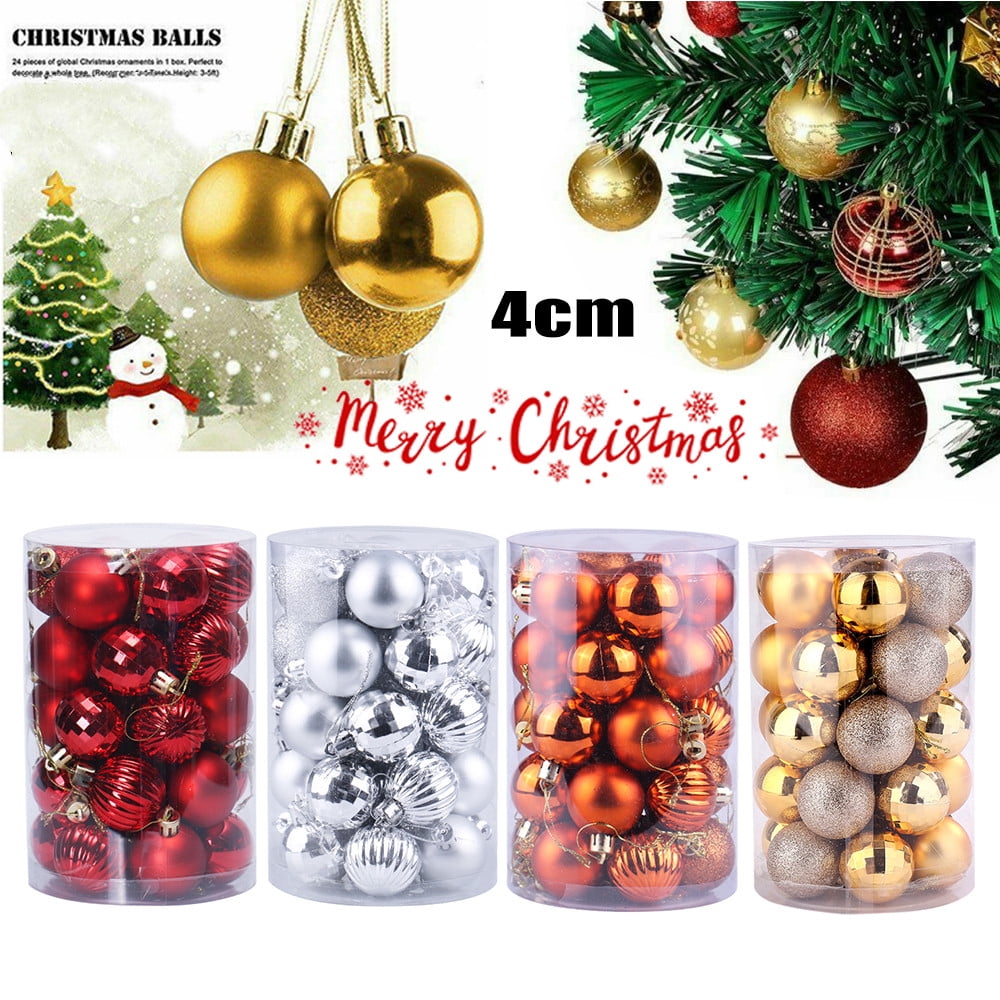 Christmas Tree Baubles Purple Blue Silver Red Gold Glitter and Matte 4cm 