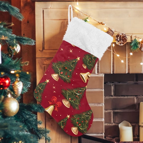 Christmas Trees Bells Christmas Stockings Xmas Stocking for Family Holiday Season Party Decorations