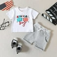 thumbnail image 2 of JLFKNG Toddler Baby Boys Clothes Outfits Independence Day 4 Of July Patriotic Letter Printed Shirt Tops Short Sleve Breathable Loose Fit Shorts 2Pcs Outfits Sets Comfy Dailywear, 2 of 7