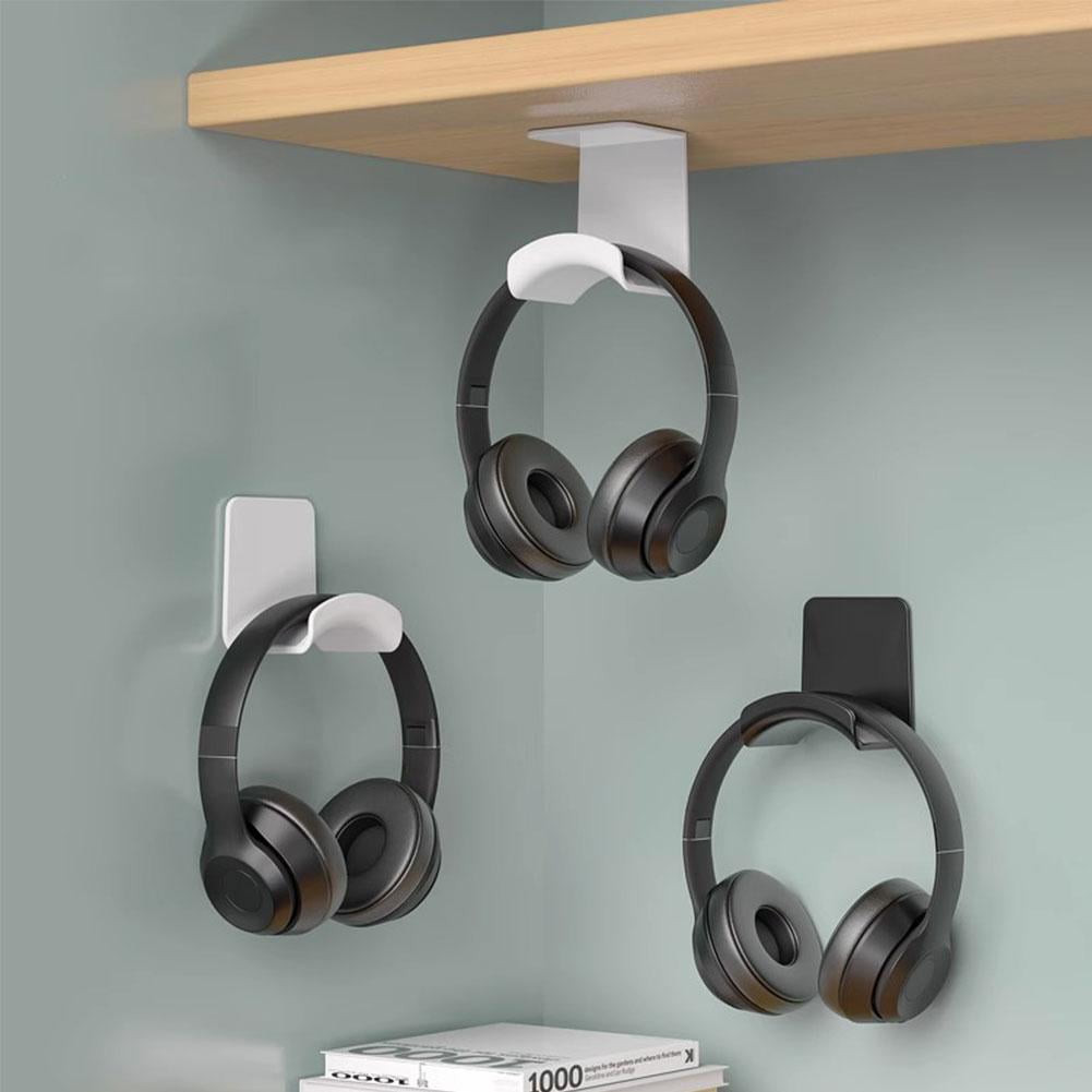 Blarkrus White Under-Table Headphone Stand Wall-Mounted Punch-Free