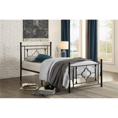 Home Elegance Platform - Home Elegance 2051TBK-1 40.5 x 25.75 in. Twin Size Morris Metal Platform Bed - Black