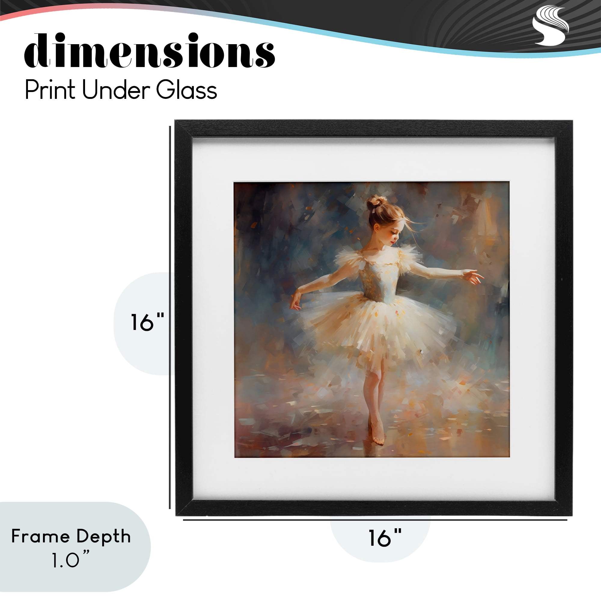 Stupell Industries Ballerina In White Tutu Black Framed Print Under Glass, design by Creative Studio