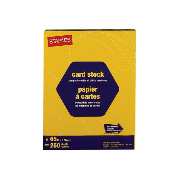 Staples Brights Cardstock Paper 65 lbs 8.5" x 11" Bright Yellow 250/PK