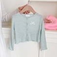 thumbnail image 2 of Ribbed Knit Cropped Cardigan For Girls Button Down Long Sleeve Crop Blouse Casual Lightweight Cute Bow Knot Outerwear Tops, 2 of 6