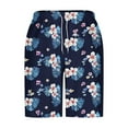 thumbnail image 4 of MELDVDIB Mens Swim Trunks Big & Tall Swimsuit Elastic Waist Floral Print Swim Board Shorts Bathing Suit Summer Casual Hawaiian Beach Shorts with Pockets Dark Blue XL, 4 of 5