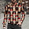 thumbnail image 2 of Men's Ugly Christmas Hawaiian Shirt Long Sleeve Button Down with Santa Claus Print Casual Holiday Party Blouse Festive Funny Xmas Top, 2 of 8